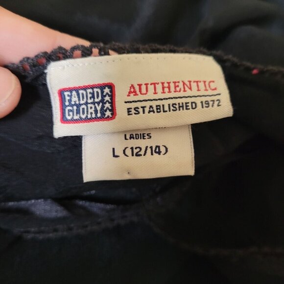 Vtg Faded Glory Ladies Black Embroidered Size L‎ (12/14) Y2K Whimsigoth Witchy - Picture 3 of 6